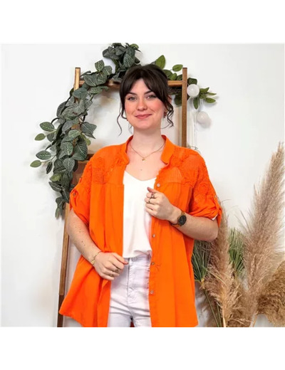 K401- Chemise coton brodée (Tu) 🇮🇹 (orange)