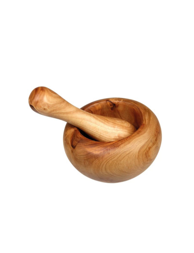 Mortier et pilon en bois d'olivier Ø 11 cm