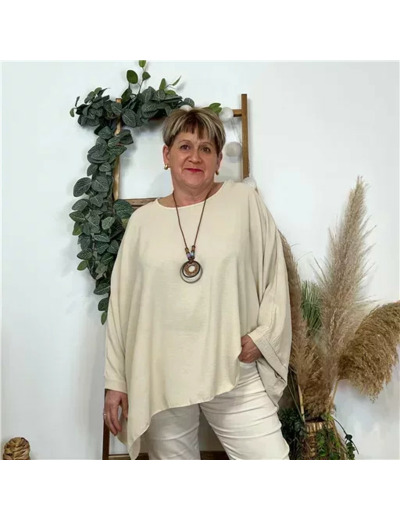 Z328- Tunique unie Collier Curvy (beige)