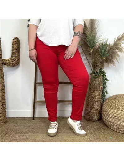 P108- Jean coupe Slim Voggo (T42-T50) (rouge)
