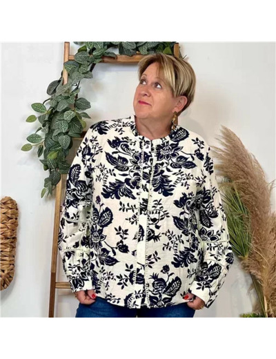 K116- Chemise imprimée By One (T40-T48) (marine)