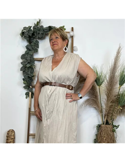 L026- Robe Froissée 🇮🇹 (Tu) (beige)