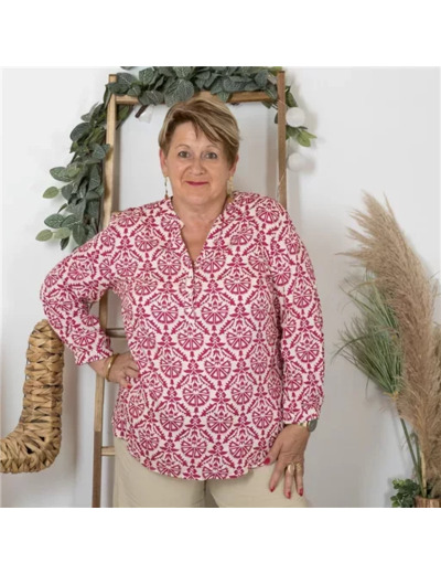 K792- Tunique « Rosaces » (T44-T52) (fuchsia)