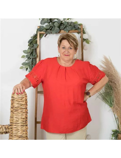 K755- Tunique unie Christy (T44-T52) (rouge)