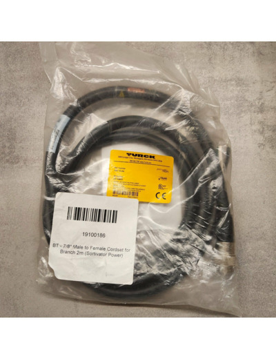 Turck RSM 34-2M CORDSET, A, STRAIGHT MALE, MALE: 14 AWG, 3 PIN, 600V, 15A, 2M