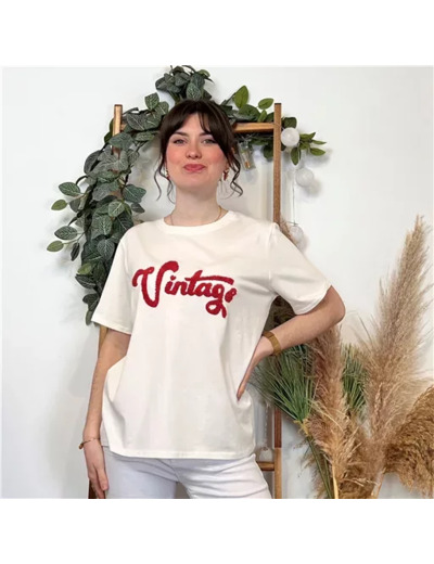 K406- T-shirt Vintage (Tu) (rouge)