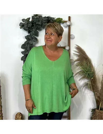 Z548. Pull leger Loose uni (Gt) (vert anis)