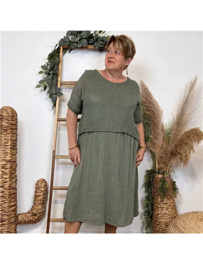 K194- Robe Crop-Top (Tu) (kaki)