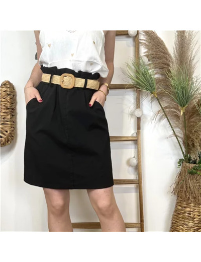 L770- Jupe stretch unie (Tu) 🇮🇹 (noir)