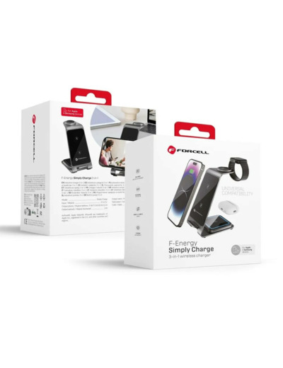 FORCELL F-ENERGY Support de charge 3 en 1 compatible AppleWatch, SamsungWatch et Qi