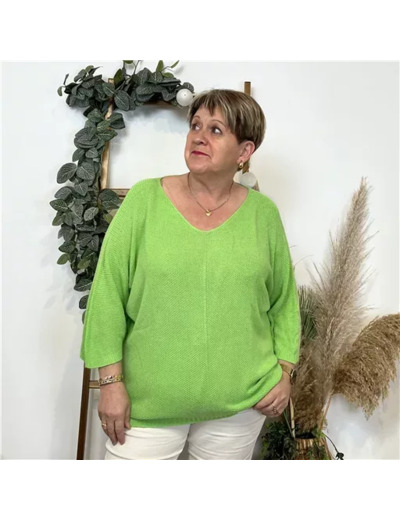 K559- Pull Nid d'Abeille (Gt)  🇮🇹 (vert anis)