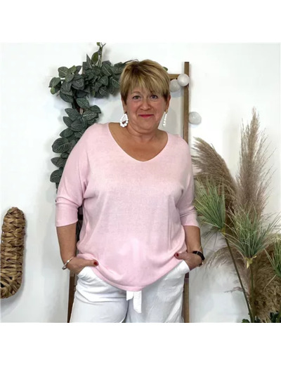 K363- Pull léger Emporium (Gt) (rose bébé)