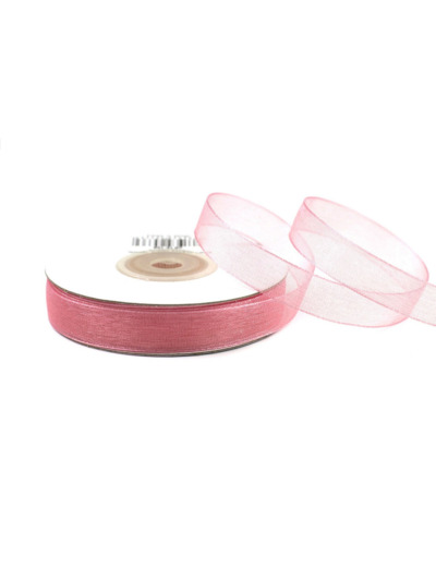 Ruban organza 12 mm de large bobine de 25 metres de long vieux rose 158