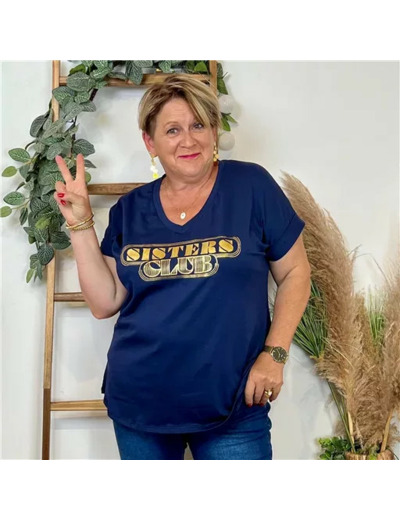 Z149- T Shirt "Sisters Club" (Gt) 🇮🇹 (marine)