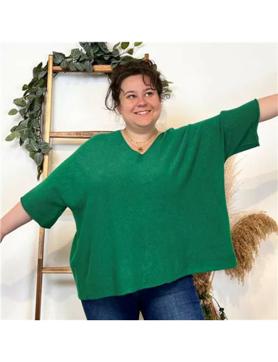 K361- Pull loose Crop-Top (Gt) 🇮🇹 (vert sapin)