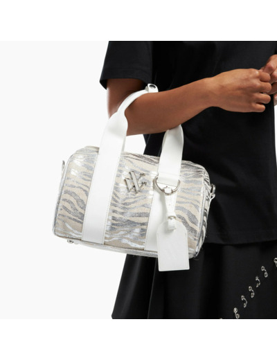 Mini sac bowling beige et zébré argent - Shelly - Vanes
