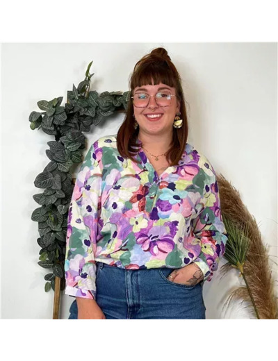 K814- Blouse Christy "Peinture" (T44-T52) (violet)