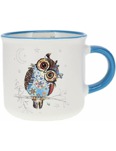 KIUB Mini mug timbale expresso avec des animaux - motif chouette avec des yeux perçants - Hauteur 6,5CM - porcelaine fine