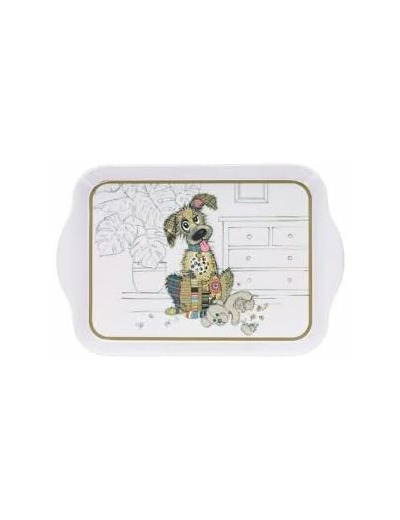 KIUB Mini Plateau avec des animaux - motif Chien gentil - mélamine de qualité - Taille Mini 14 * 21 CM