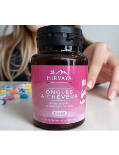 Complément Cheveux & Ongles – 95 Gélules | Vegan, Fabriqué en France | Zinc + Vitamines B5, B6, B8 (Biotine) | Sans Gluten, Sans Lactose | Croissance, Force & Brillance