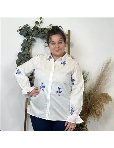 K527- Chemise brodée By One (T40-T48) (blanc)