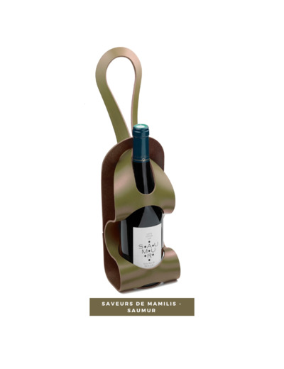 Porte bouteille 100% cuir La Bouclée Originale Kaki