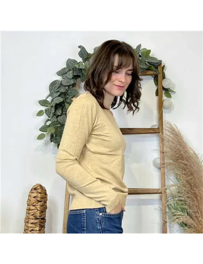 Y376- Pull FIN sans laine «Voggo» (T36-T48) (taupe)
