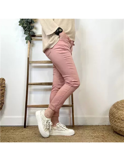 M993- Jean 7/8ème Voggo (T36-T44) (rose poudré)