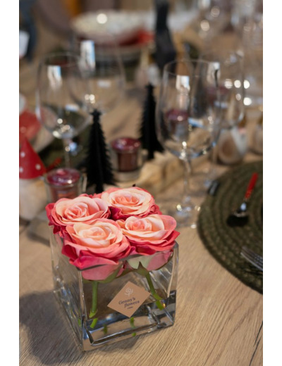 Carré De Roses - Rose Foncé