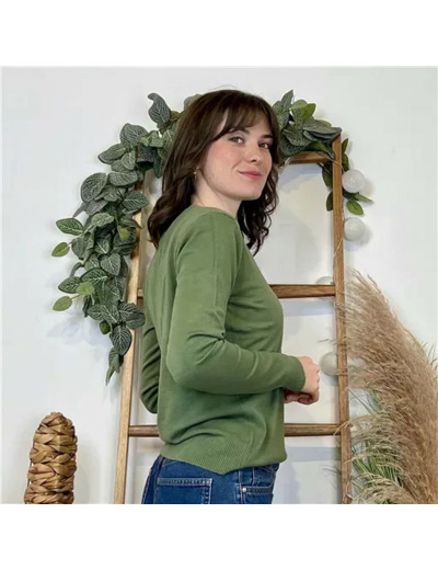 Y372- Pull FIN sans laine «Voggo» (T36-T48) (kaki)