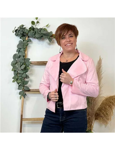 L549- Veste suédine à poches (Tu) 🇮🇹 (rose poudré)