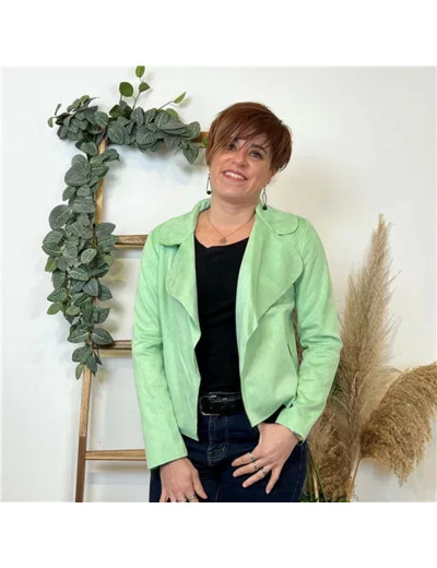 L549- Veste suédine à poches (Tu) 🇮🇹 (vert pâle)