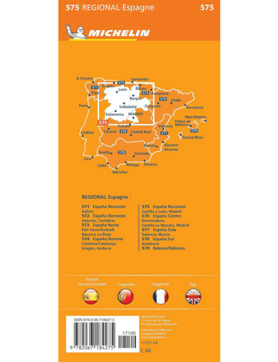 CARTE REGIONALE ESPAGNE NORD-OUEST : CASTILLA Y LEON, MADRID