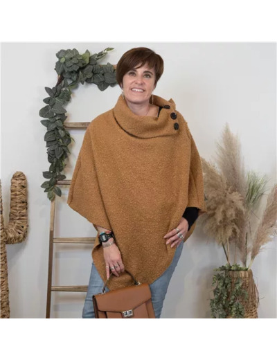 M455- Poncho Bouclette (Tu) (camel)