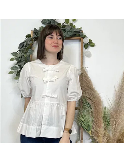 K488- Blouse «By One» Noeuds (T36-T40) (blanc)