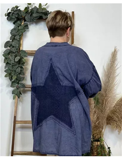 K371- Chemise Loose étoilée ⭐ (Gt) (marine)