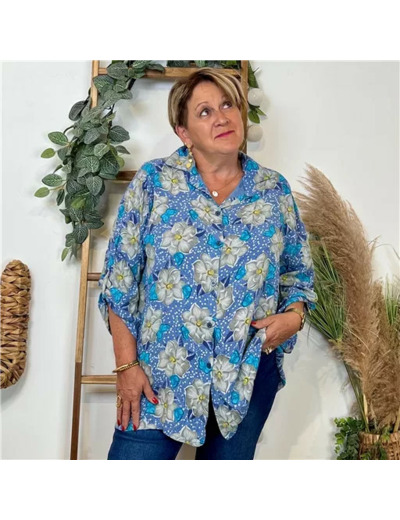 Z147- Chemise Florale (Gt) 🇮🇹 (marine)