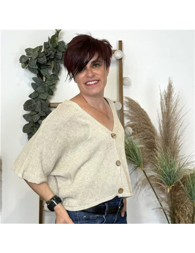 K878- Gilet court  (TU) (beige)