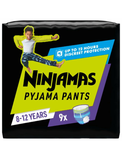 Sous-vêtements de nuit 8-12ans 27-43kg Garçon Ninjamas PAMPERS