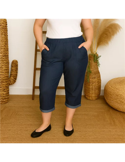 T540- Pantacourt 95% coton JST (T38-T52) (denim)