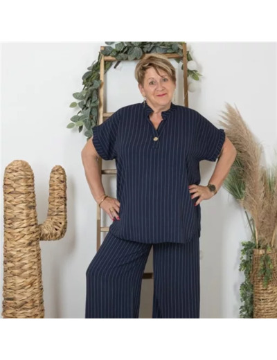 K154- Ensemble Pantalon-Tunique (TU) 🇮🇹 (marine)