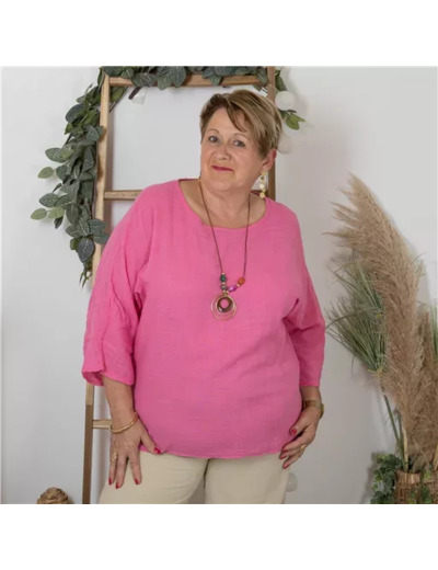 K759- Tunique 100% coton (Tu) (fuchsia)