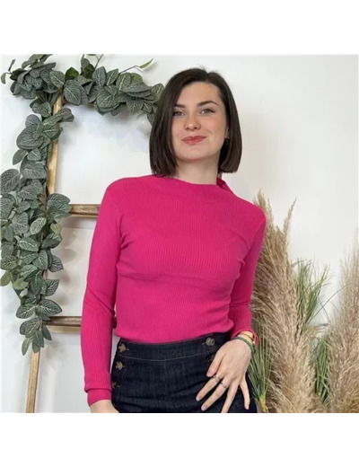 K657- Sous-Pull Col Cheminée (Tu) (fuchsia)