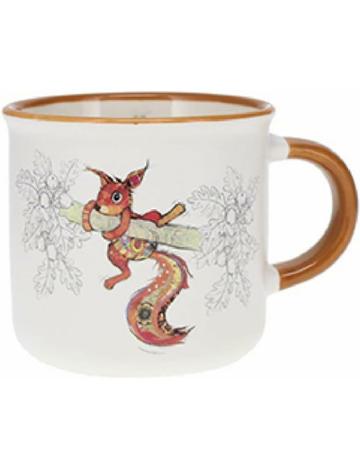 KIUB Mini mug timbale expresso avec des animaux - motif écureuil sur sa branche - Hauteur 6,5CM - porcelaine fine