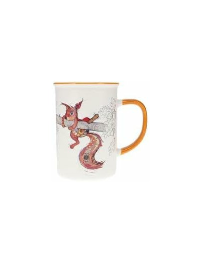 KIUB Mug avec des animaux de la ferme , des bois et des montagnes - motif écureuil sur sa branche- matière porcelaine fine - contenance 360ML