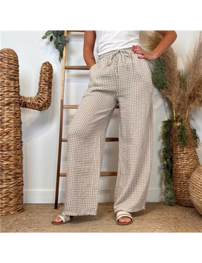 L759- Pantalon Vichy (Tu) 🇮🇹 (beige)