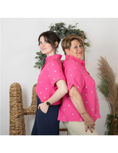 K169- Chemise coton By One (T40-T48) ❤️‍🔥 (fuchsia)