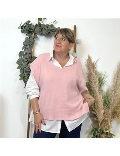 K550- Pull sans manche (Tu) (rose poudré)