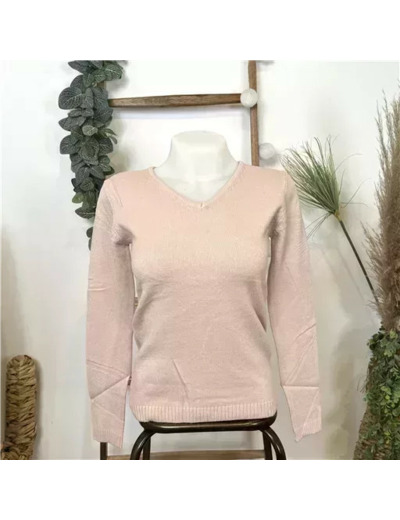 Y248- Pull Laine Cachemire "Tricotonic" (les T36&40) (rose poudré)