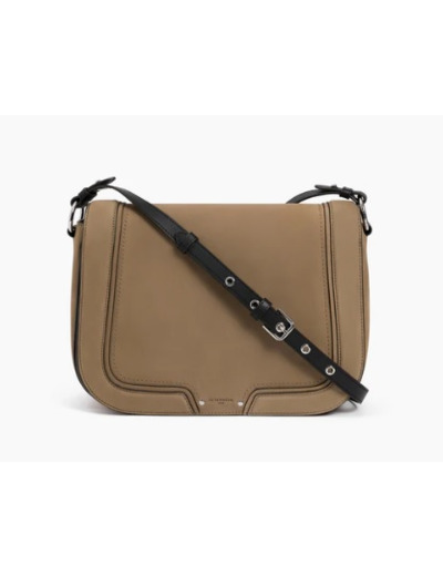 Ella - Grand sac bandoulière en cuir lisse et nubuck